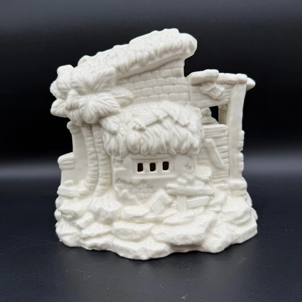 Vintage Porcelain Nativity Scene Gold Trim Christmas Religious‎ Decoration Large